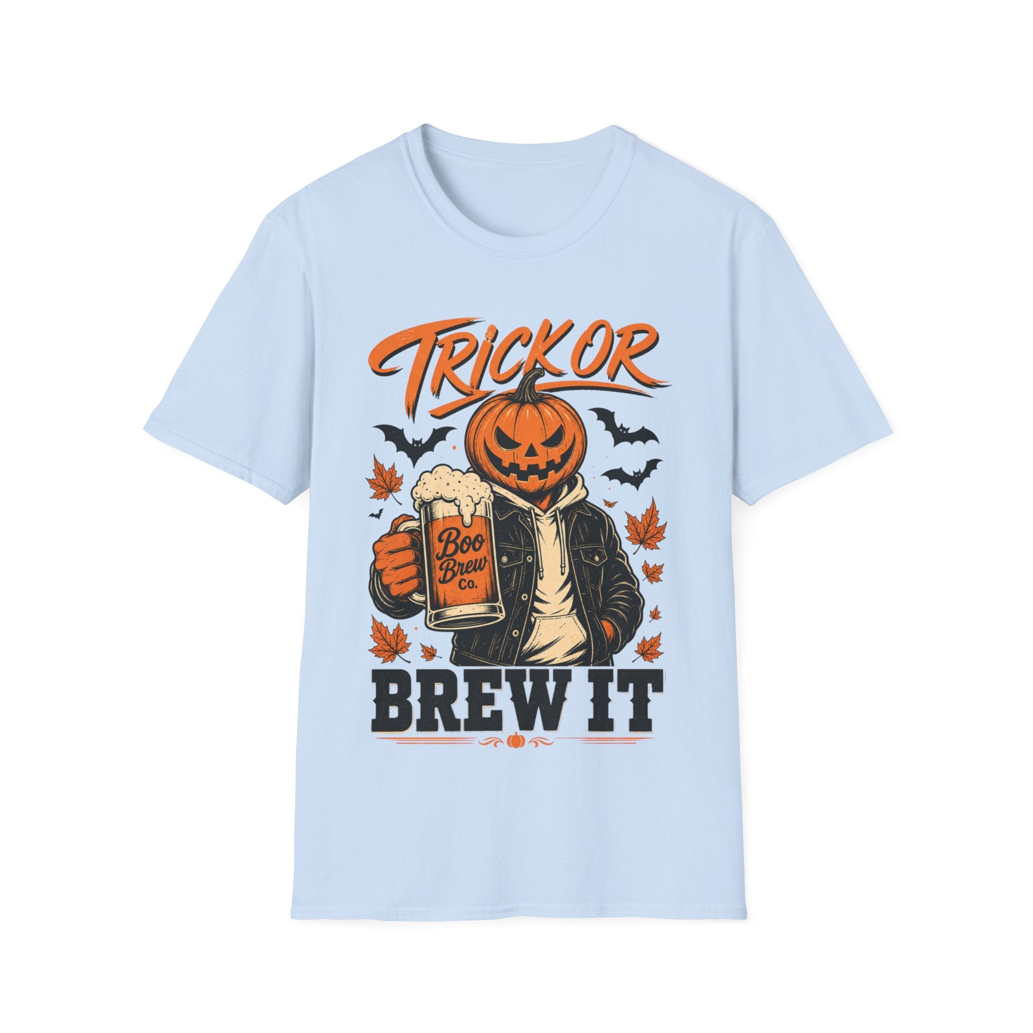 HalloweenTrick or Brew It T-Shirt — Halloween Pumpkin Jack-o'-Lantern & Bats Tee