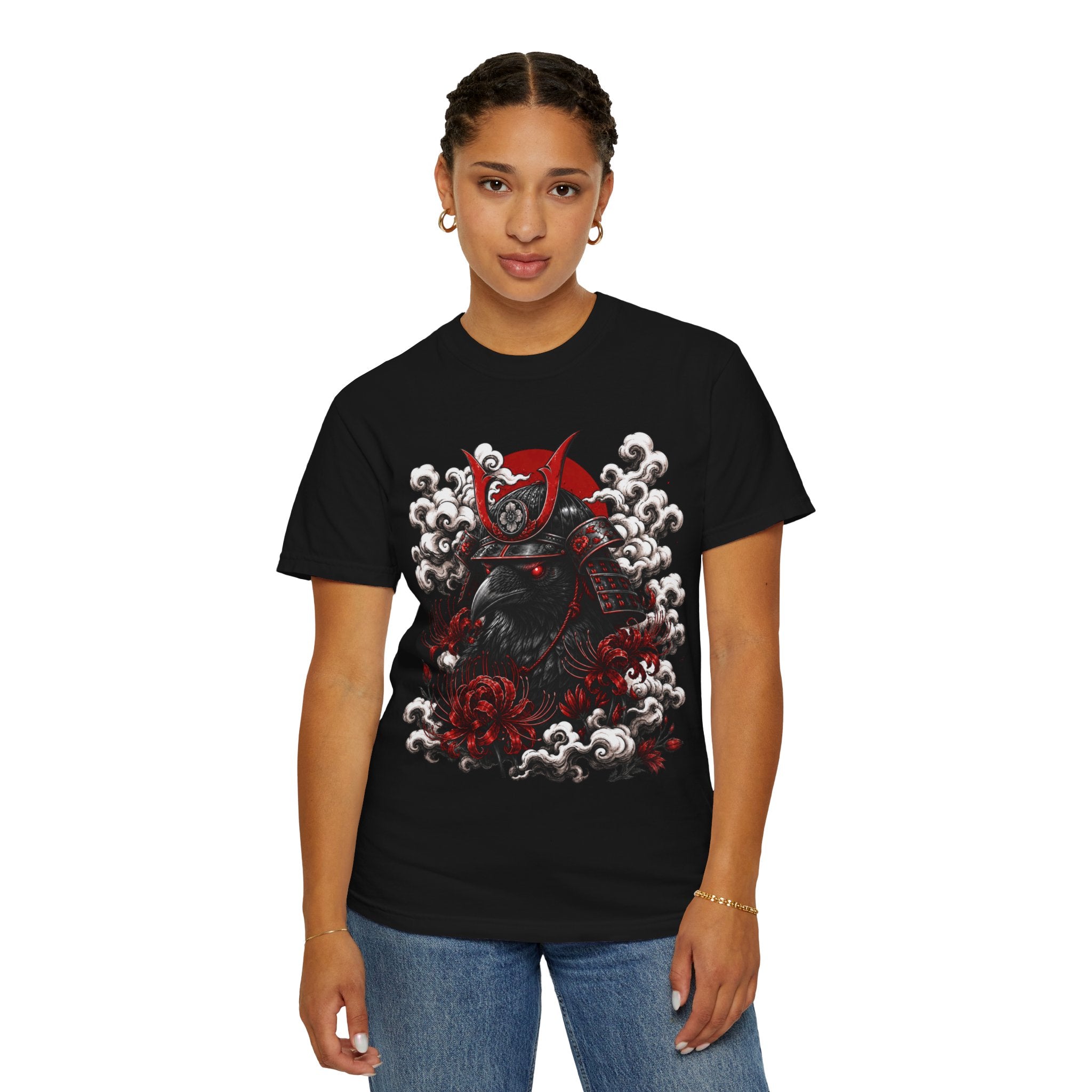 Samurai Raven T‑Shirt – Gothic Japanese Warrior Graphic Tee