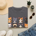 Cute Kitty Grid T-Shirt — Adorable Cartoon Cat Faces