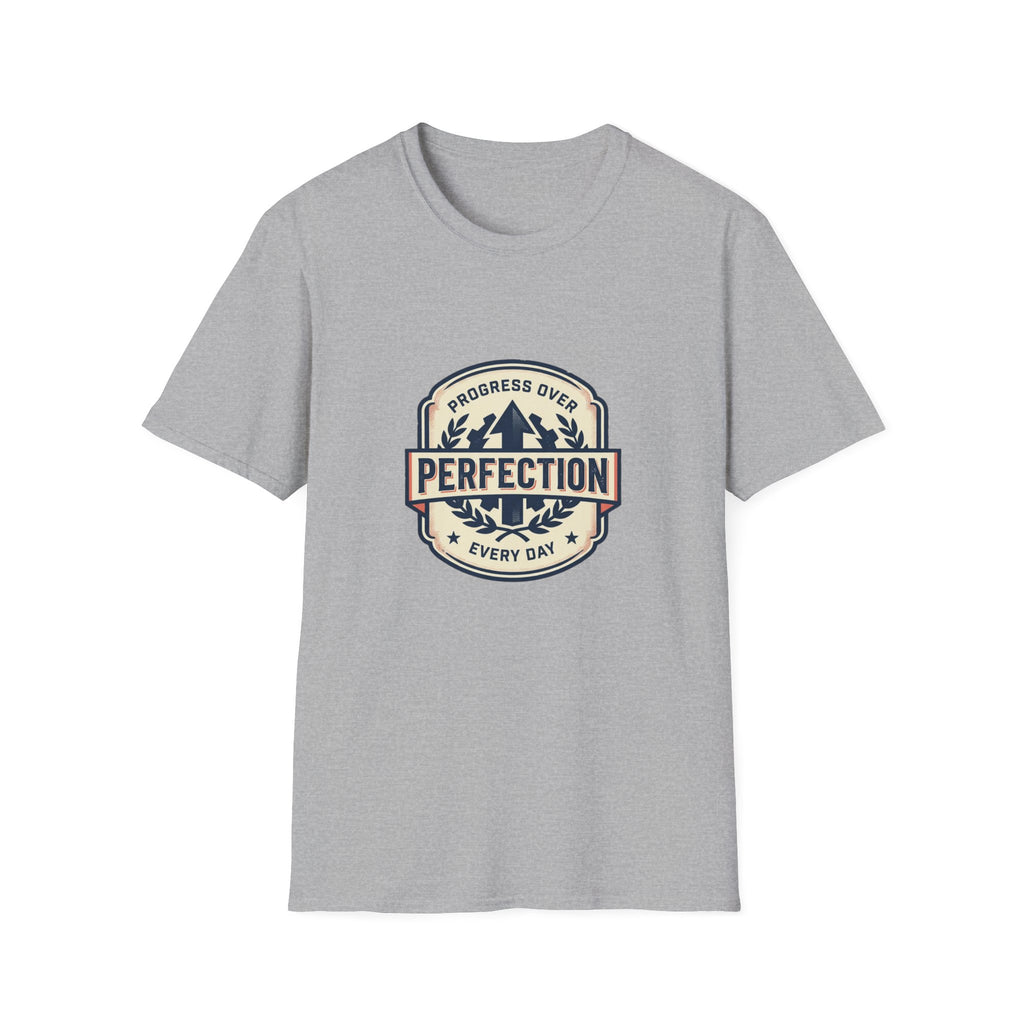 T-Shirt- Progress Over Perfection  Motivational Badge Graphic