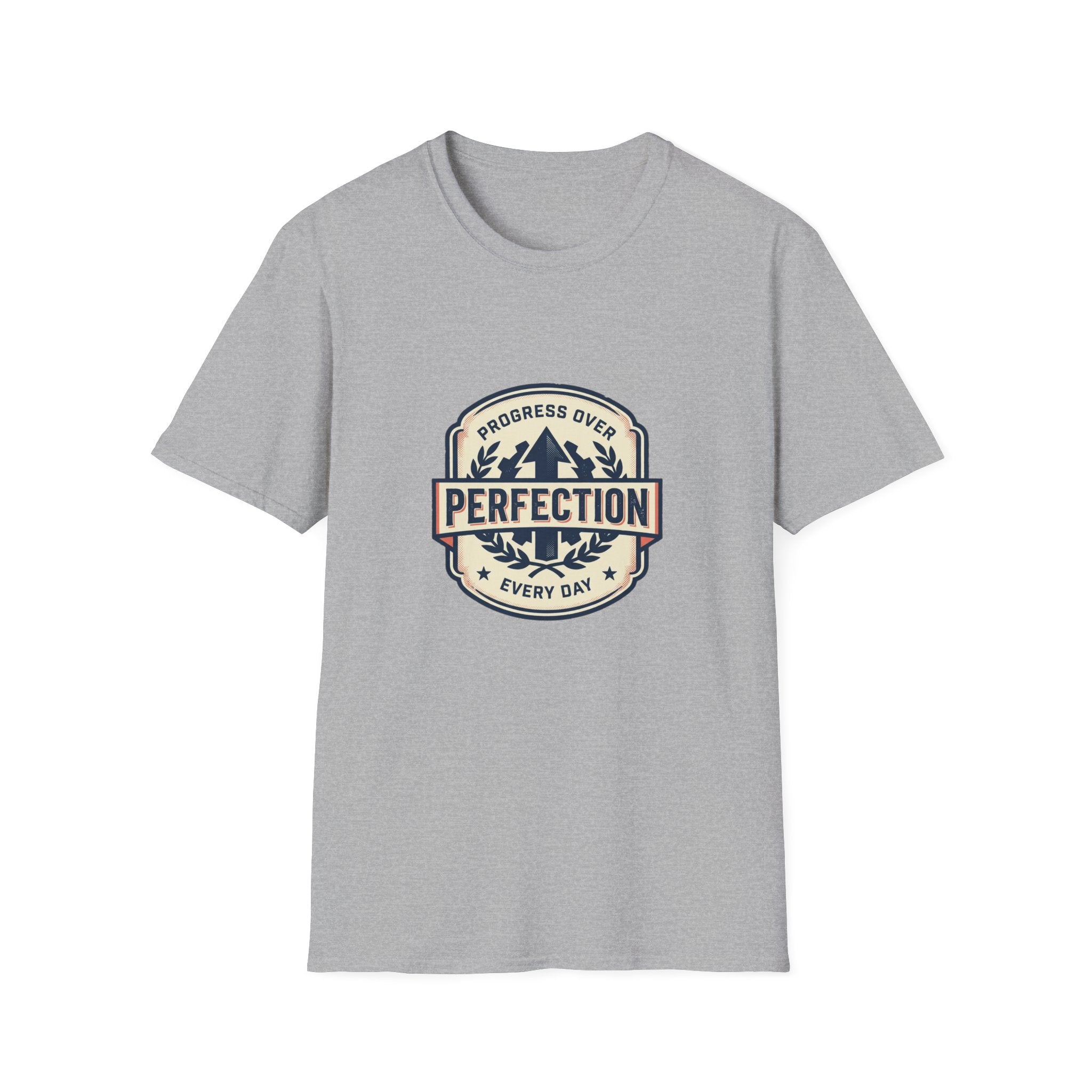 T-Shirt- Progress Over Perfection  Motivational Badge Graphic