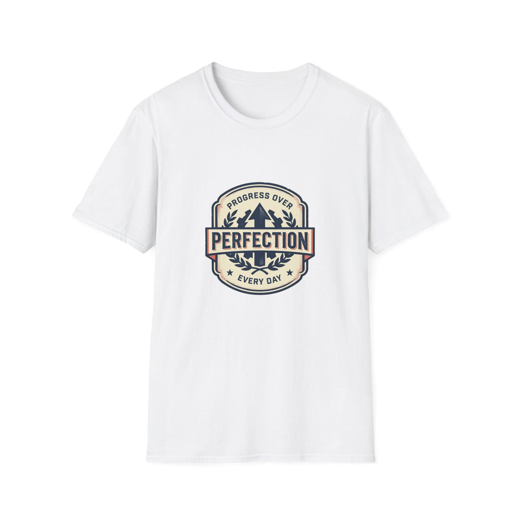 T-Shirt- Progress Over Perfection  Motivational Badge Graphic