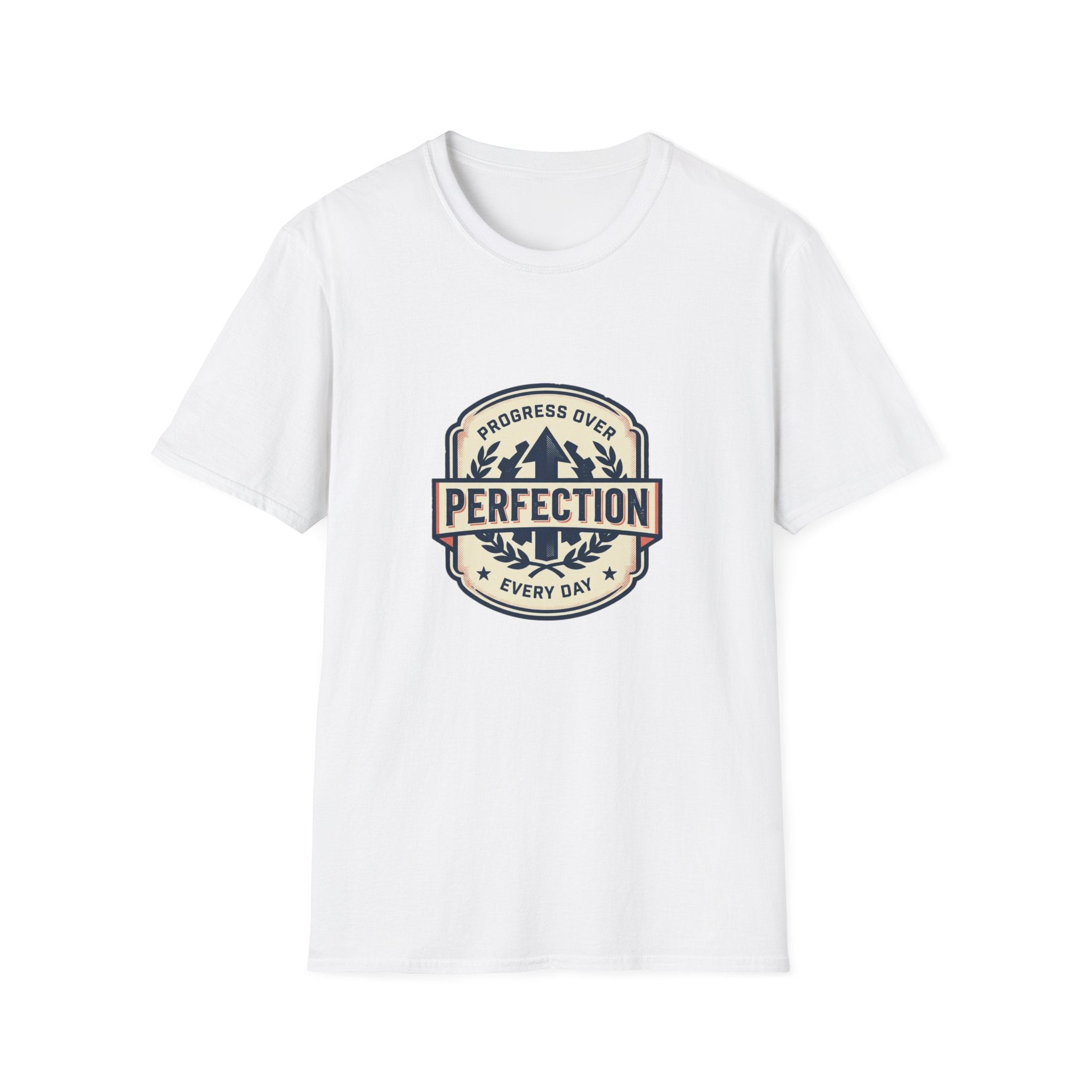 T-Shirt- Progress Over Perfection  Motivational Badge Graphic