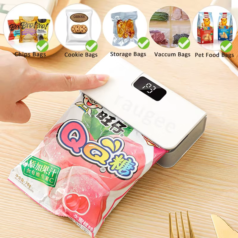 Mini Heat Sealer Plastic Bag Heat Sealing Machine Rechargable Plastic Storage Package Sealer Handheld Clip Bag Food Heat Sealer