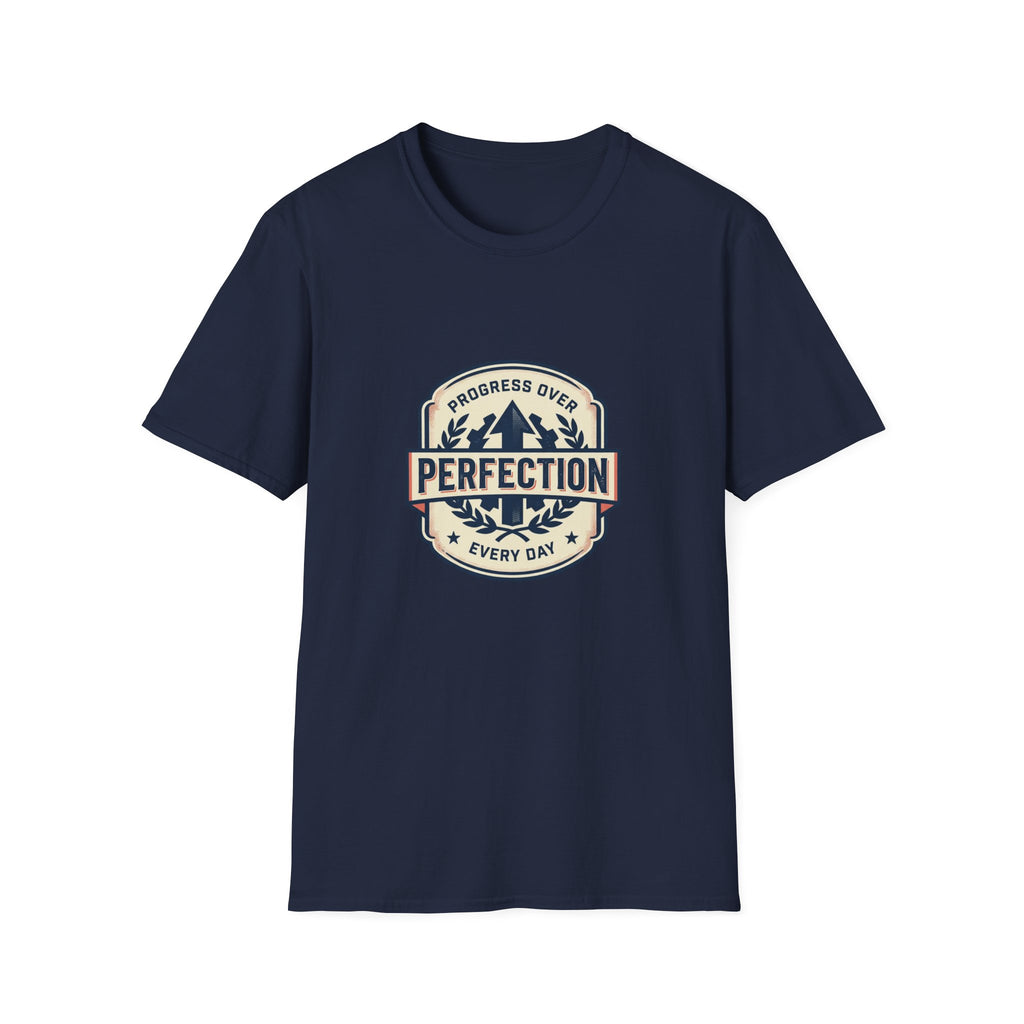 T-Shirt- Progress Over Perfection  Motivational Badge Graphic