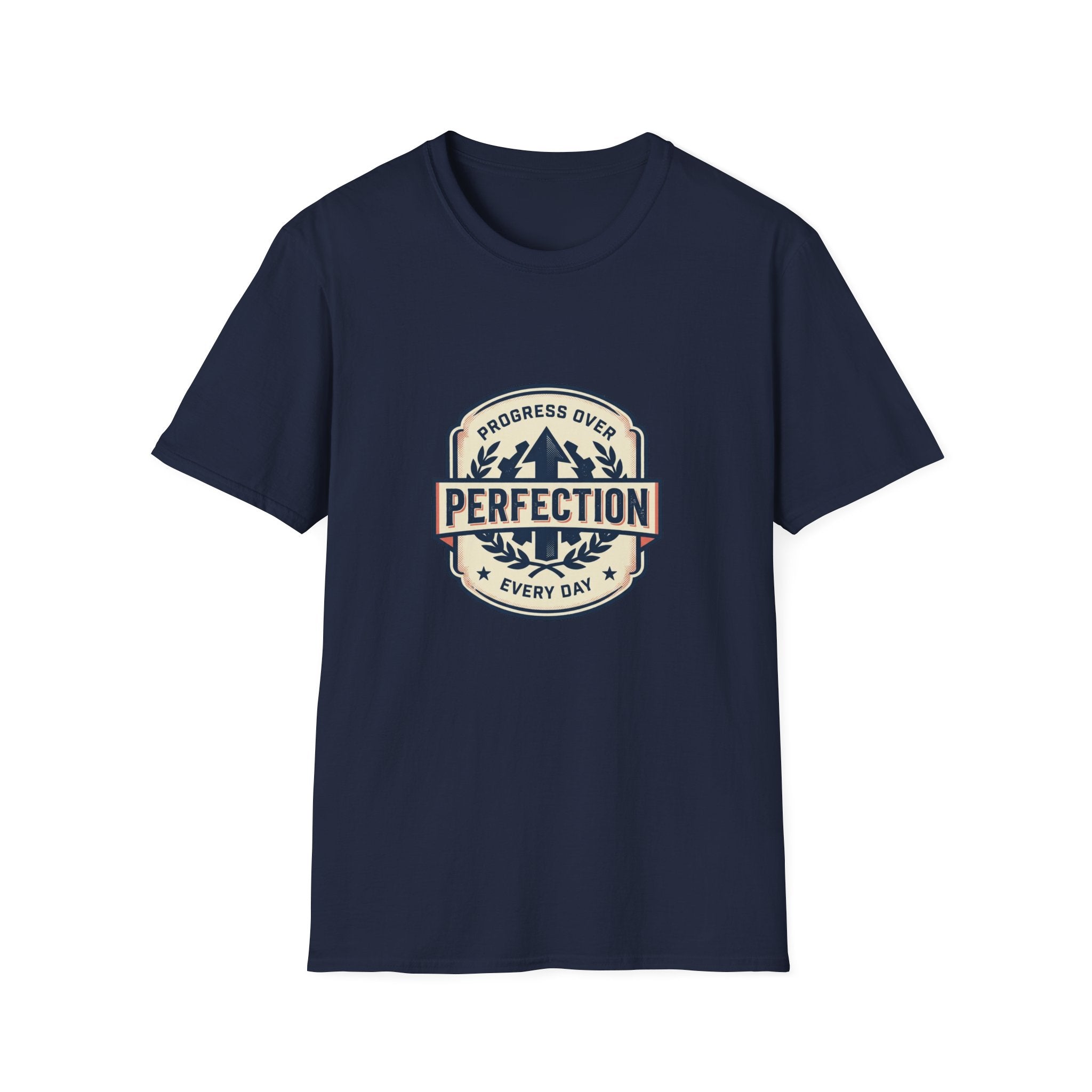 T-Shirt- Progress Over Perfection  Motivational Badge Graphic
