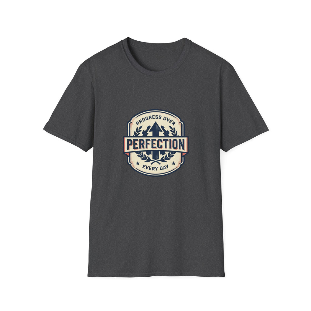 T-Shirt- Progress Over Perfection  Motivational Badge Graphic