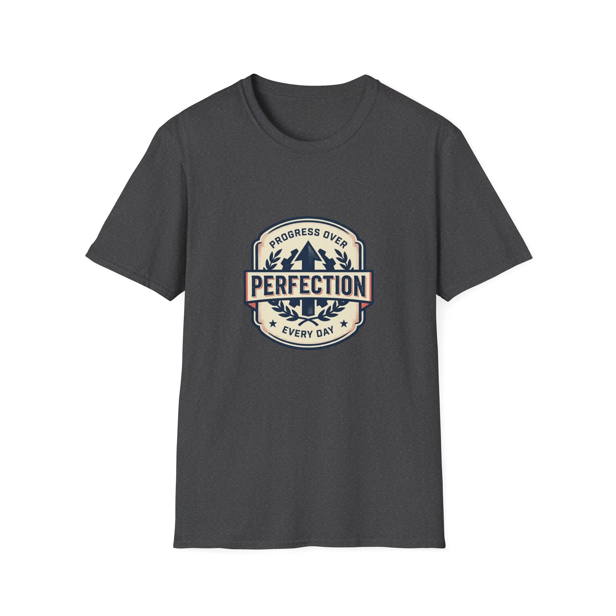 T-Shirt- Progress Over Perfection  Motivational Badge Graphic