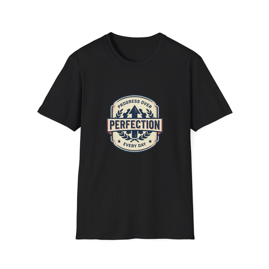 T-Shirt- Progress Over Perfection  Motivational Badge Graphic