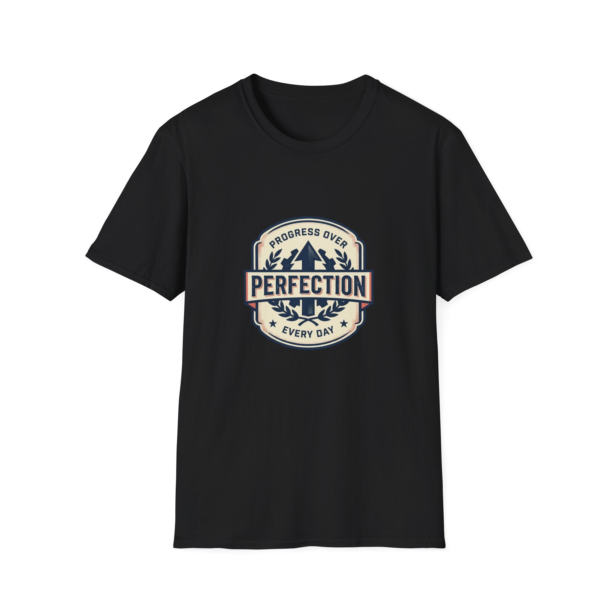 T-Shirt- Progress Over Perfection  Motivational Badge Graphic