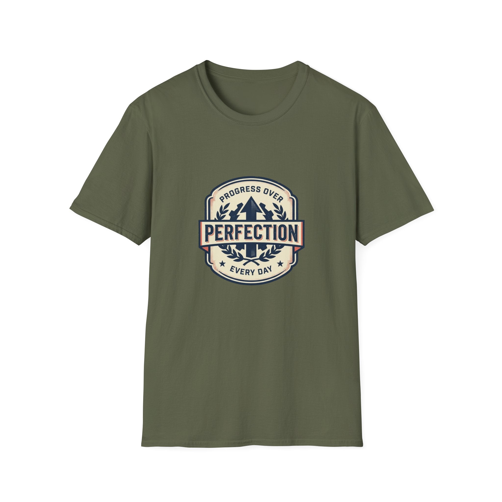T-Shirt- Progress Over Perfection  Motivational Badge Graphic