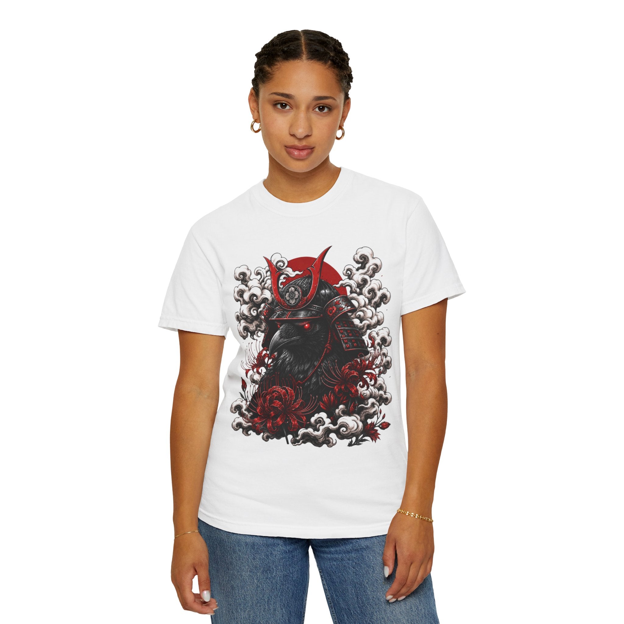 Samurai Raven T‑Shirt – Gothic Japanese Warrior Graphic Tee